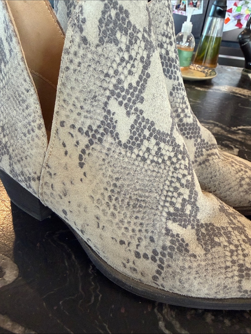 Free People Neutral Snake-Print Ankle Booties - Women